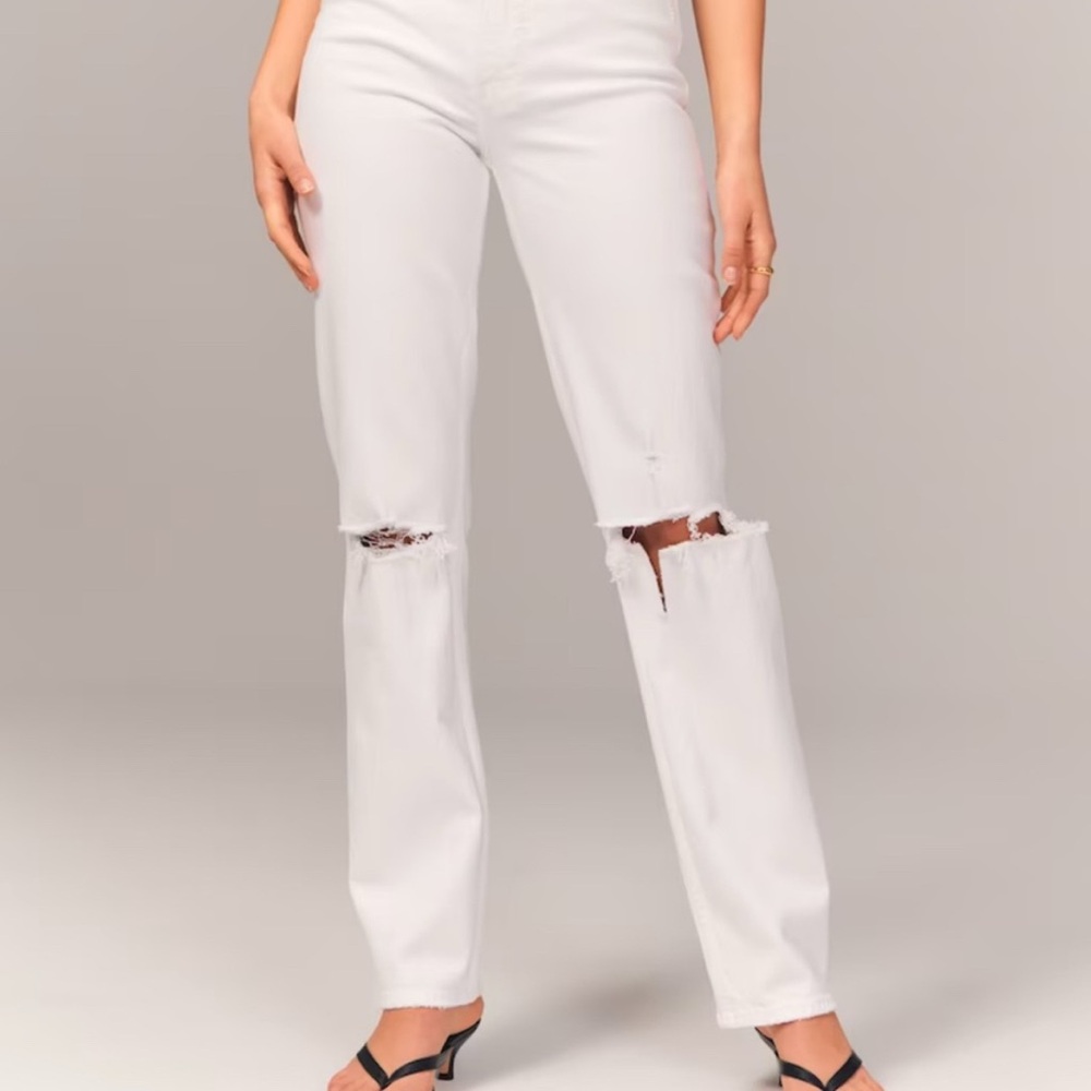 Abercrombie & Fitch White Straight Leg Jeans